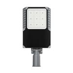 Front view of ASL28ECO 240W LED street light with high-efficiency lens and IK10-rated vandal resistant housing