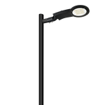 Infralumin Round LED street light mounted on black pole for modern urban road lighting