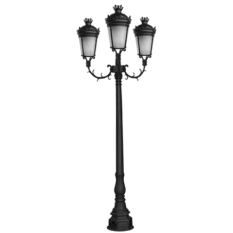 Уличный светодиодный садовый светильник AGP02 Lampadaire ROYALE Crown Top на столбе и настенном креплении.