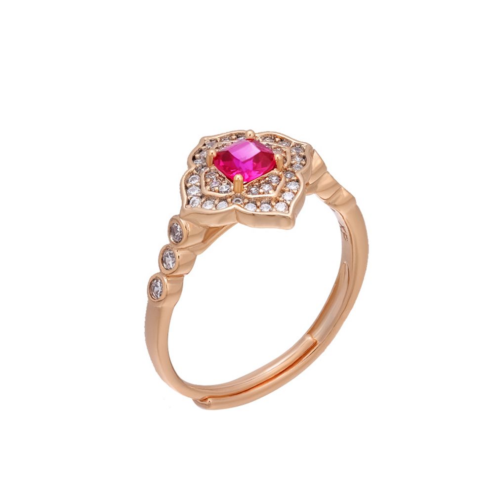 14K Rose Gold Plated Silver  Oval Cut Ruby/Turquoise Women's Ring