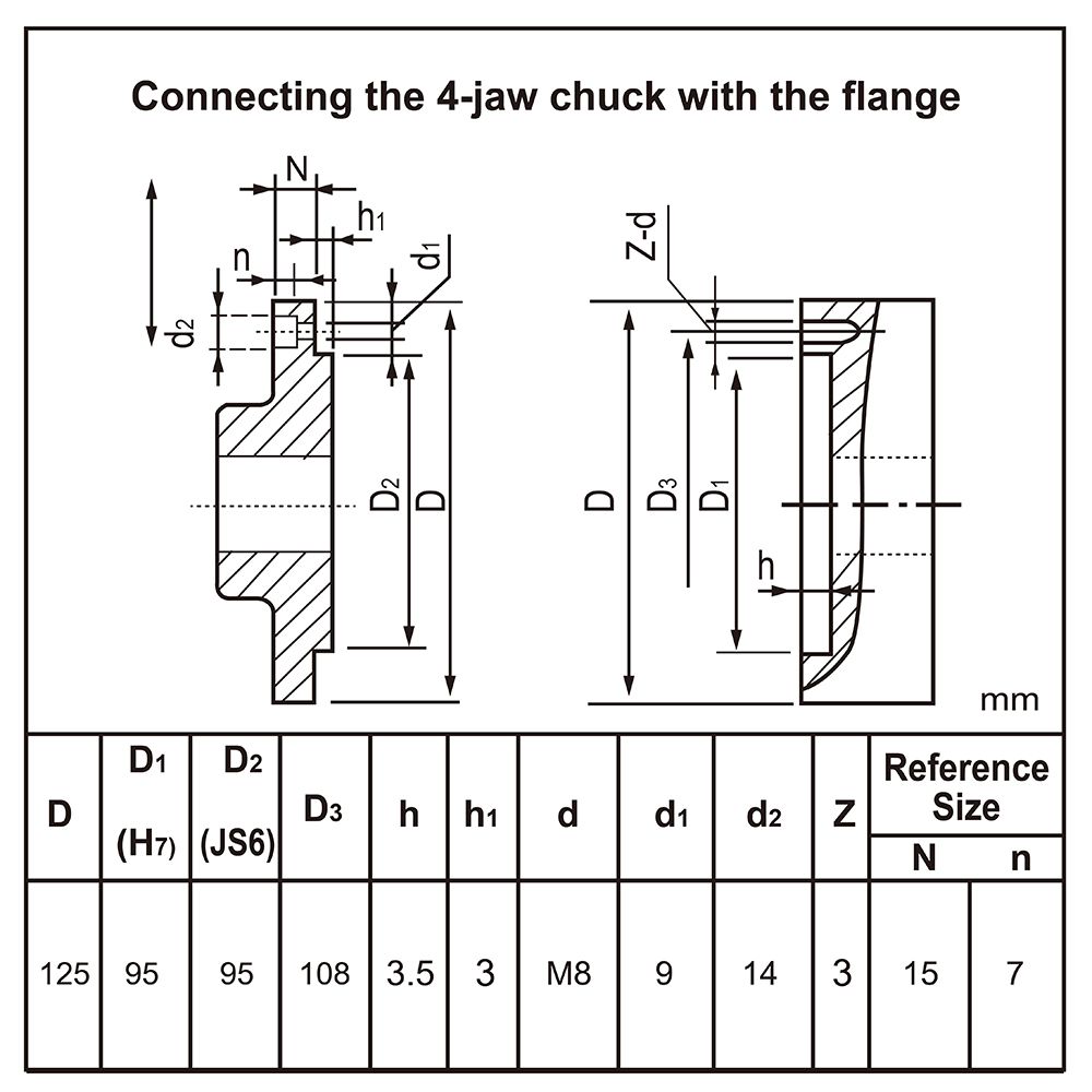 4 jaw chuck 