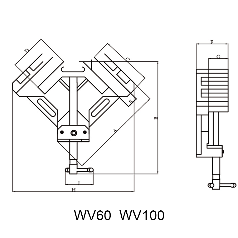 درجة زاوية نائب المشبك WV60/WV100