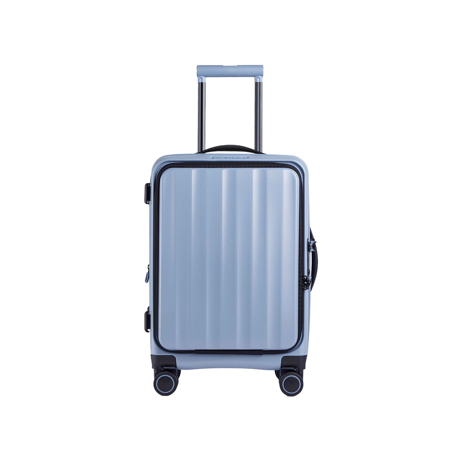 Light blue hard shell suitcase