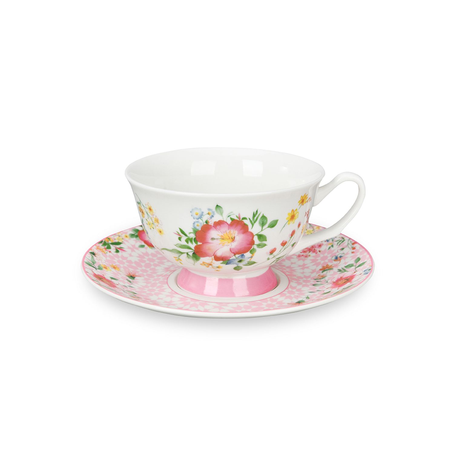 pink floral cup and saucer in Magnoble Pink Flower Dinner Set