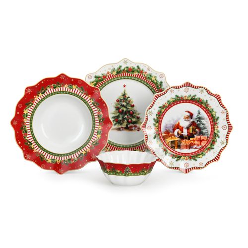 24pcs Santa's Gift Ceramic Dinnerware Set