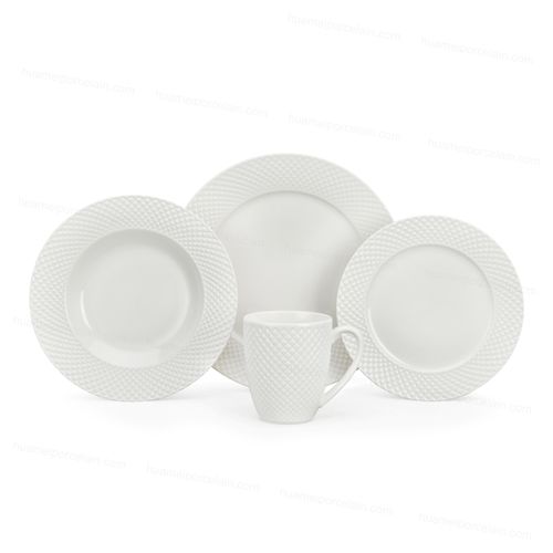 16PCS Magnoble Sculpted Floral Grace Ceramic Dinnerware Set