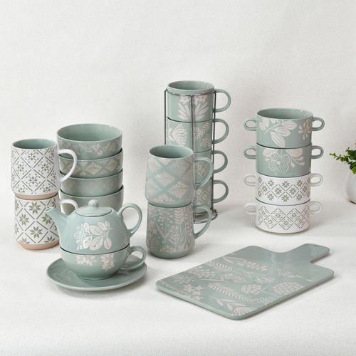 Engraved Leaf Motif Tea For One Set