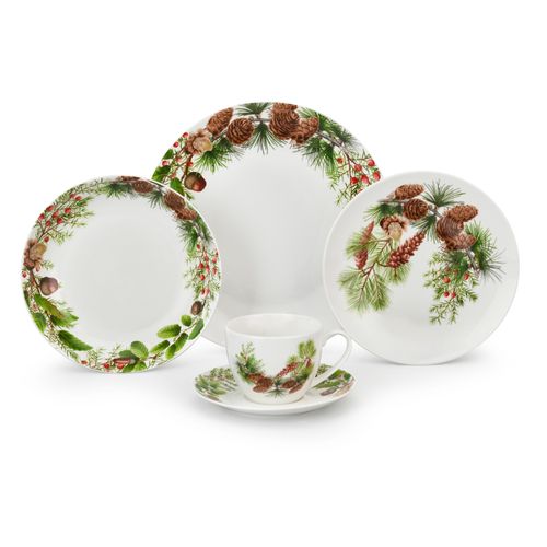 20pcs Pinecone Christmas Porcelain Dinnerware Set