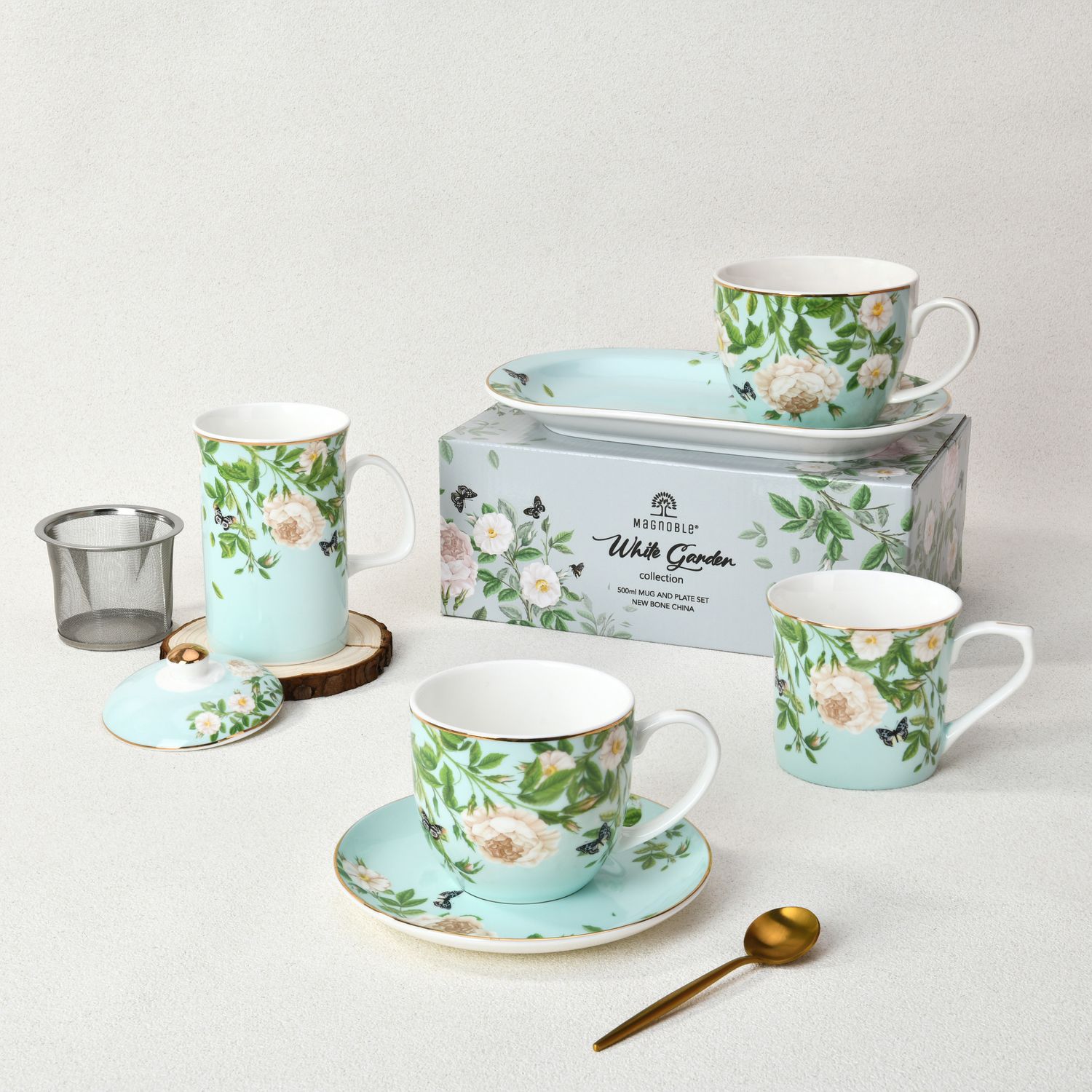 Different Magnoble Spring Whispers 450ml Elegant China Mug and Plate sets