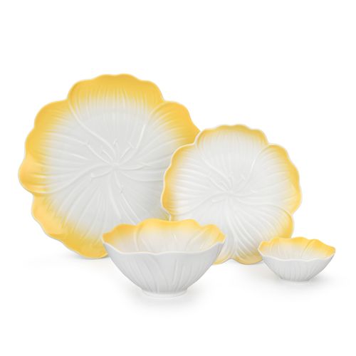 Porcelain Yellow Color Glaze Dinnerware Set