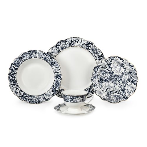 30pcs Magnoble Vintage Blue Floral Ceramic Dinnerware Set