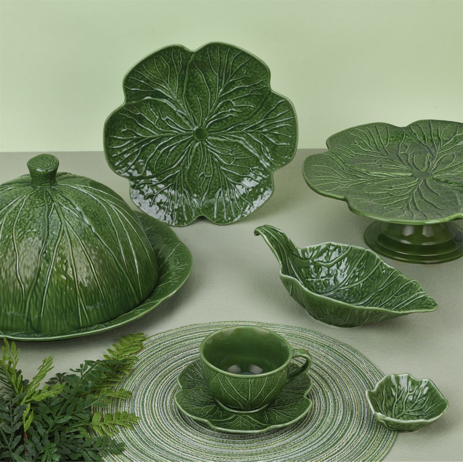 Magnoble Green Luxury Cabbage Leaf Dinner Sets