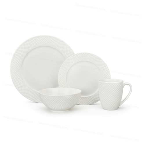 16PCS Magnoble Sculpted Floral Grace Ceramic Dinnerware Set