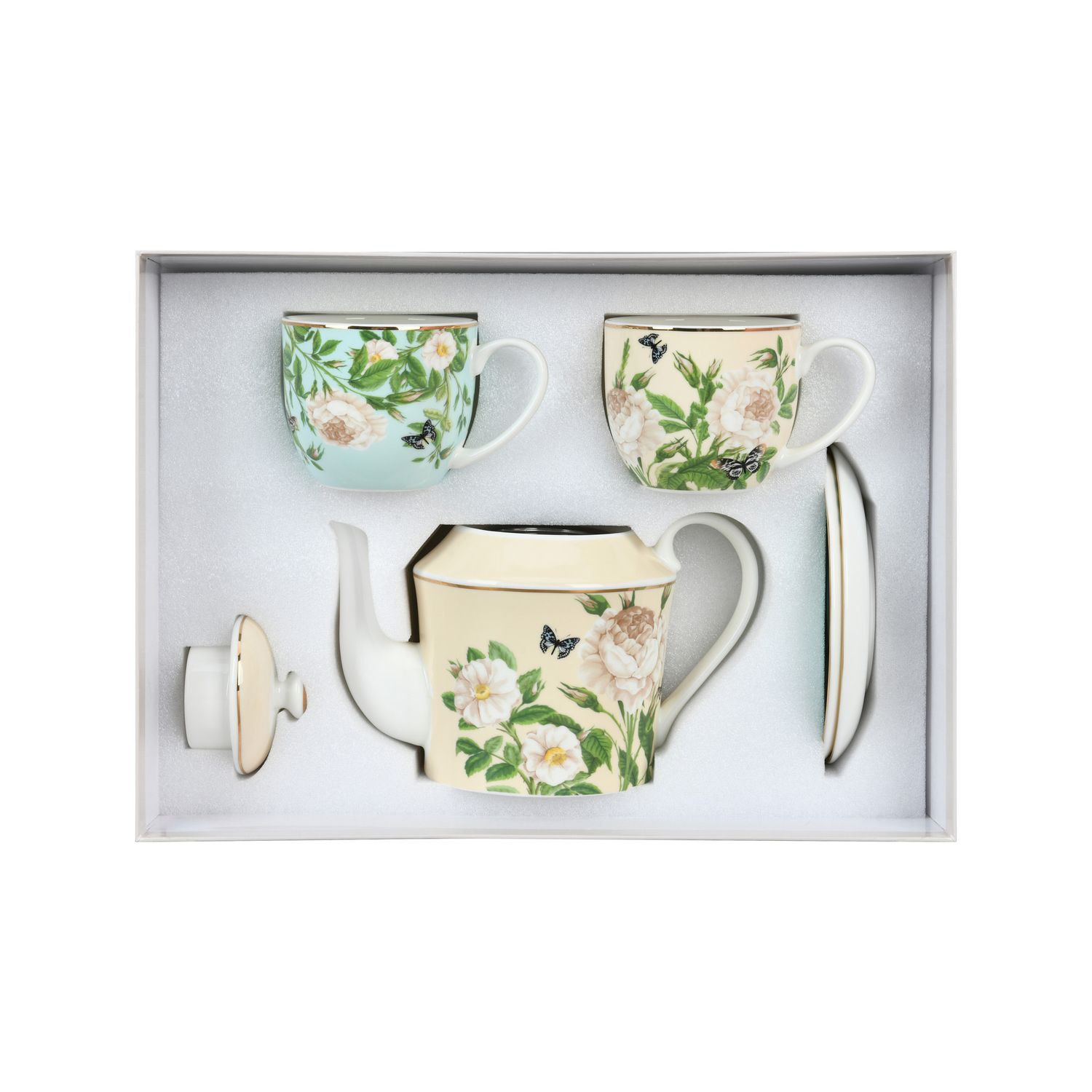 Magnoble Spring Whispers Ceramic Blooming Flower Tea Set for Two in packaging