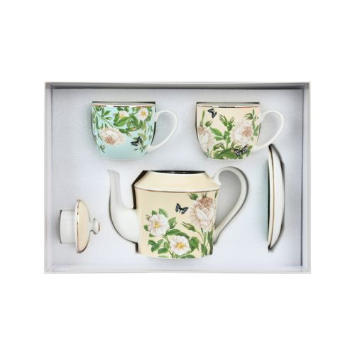 Spring Whispers Ceramic Blooming Flower Tea Set for Two