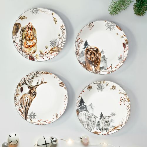 Woodland Christmas S/4 8'' Dinner Plate