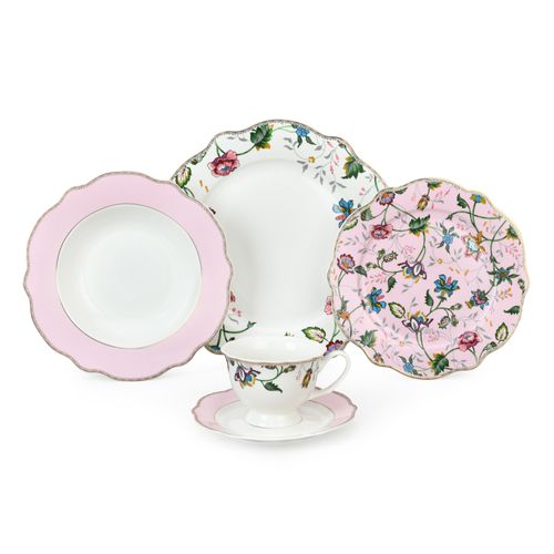 30pcs Magnoble Blush Bloom Ceramic Dinnerware Set