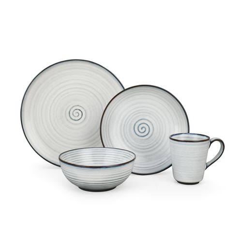 16pcs Spiral Serenity Stoneware Dinnerware Set