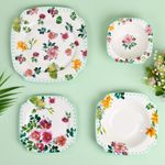 Modern Blooming Tale Square Ceramic Dinner Set