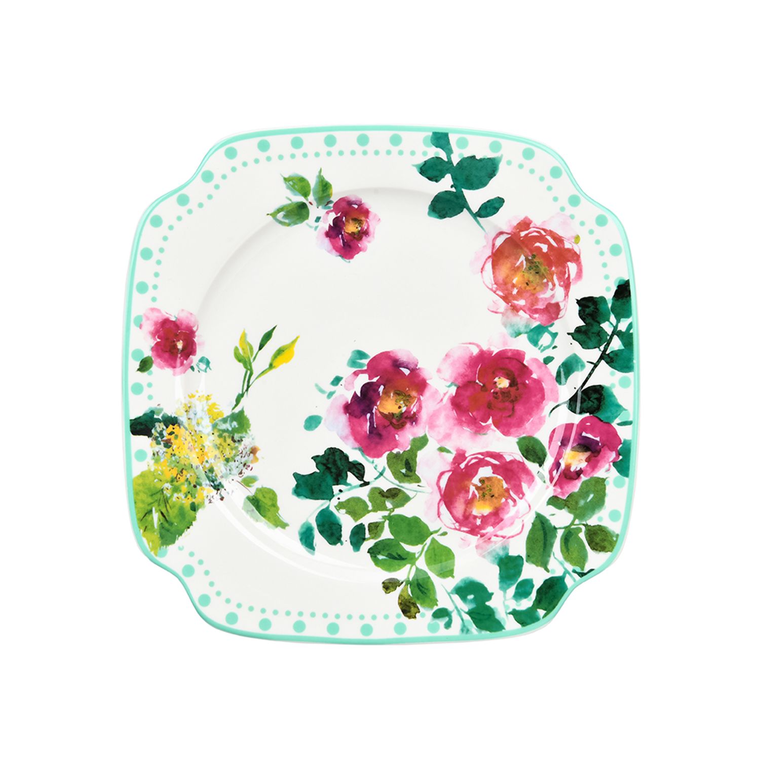 Modern floral plate in Blooming Tale Square Ceramic Dinner Set