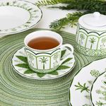 Spring Summer Flower Modern Ceramic Dinnerware Set with green flower pattern