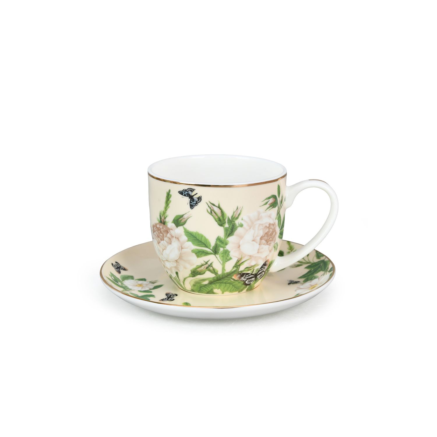 Magnoble Spring Whispers Ceramic Blooming Flower Tea cup and saucer