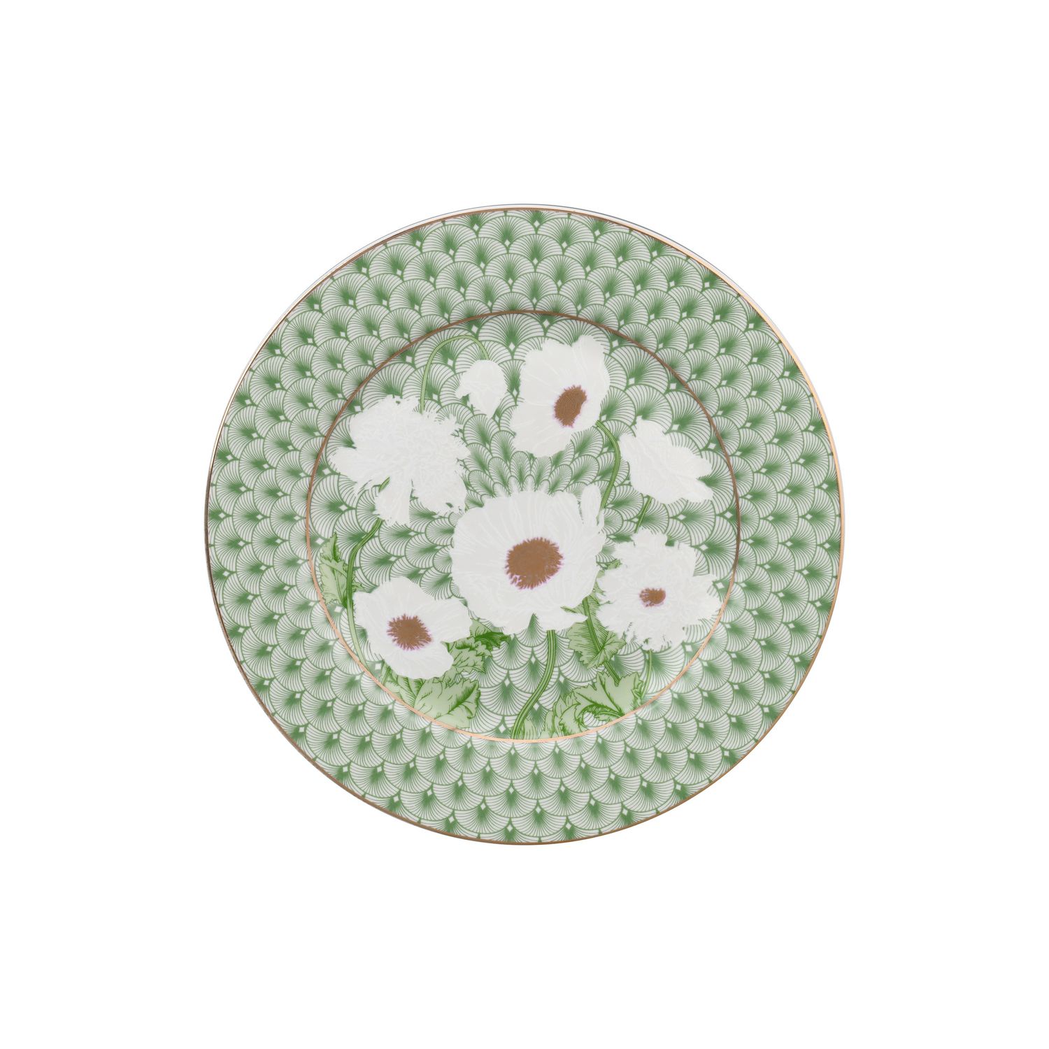 plate in Magnoble Green Blossom Dinner Set with Flower Design