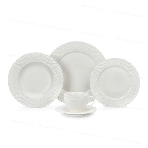 20PCS Magnoble Sculpted Floral Grace Ceramic Dinnerware Set