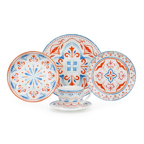 20pcs Magnoble Vibrant Embossed Artistic Ceramic Dinnerware Set