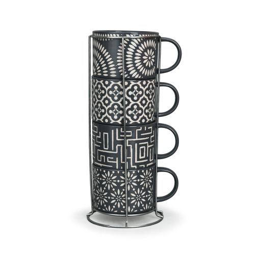 Monochrome Blossom S/4 380ml Mug Set