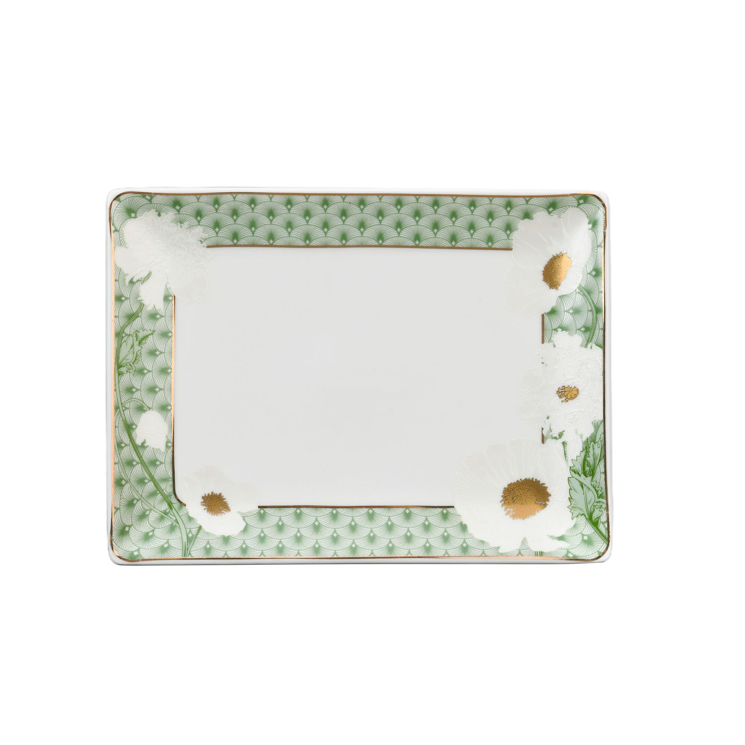 square plate in Magnoble Green Blossom Dinner Set with Flower Design