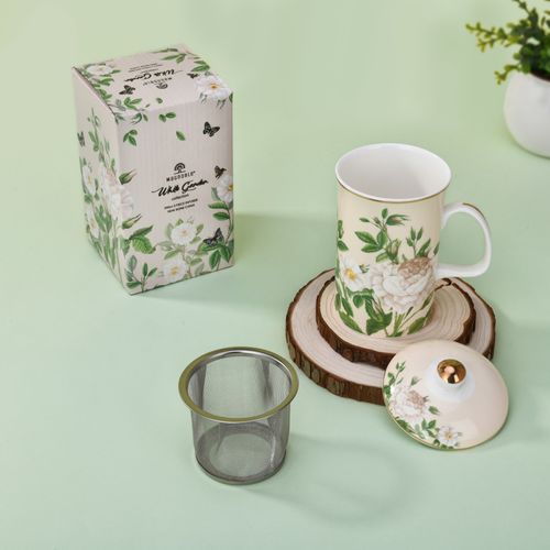 Spring Whispers 300ml Ceramic Tea Cup with Strainer