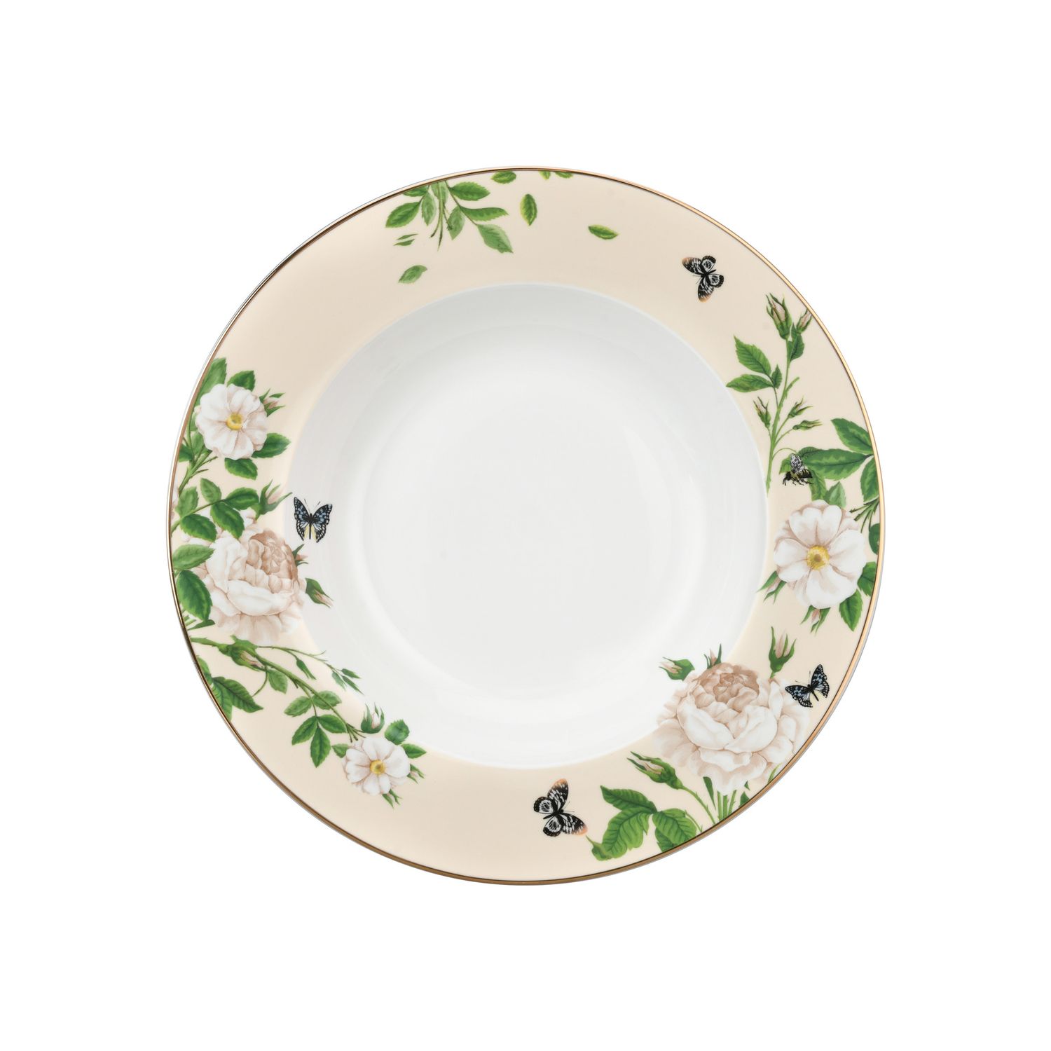 Magnoble 8 5'' Soup Plate with Green Flowers