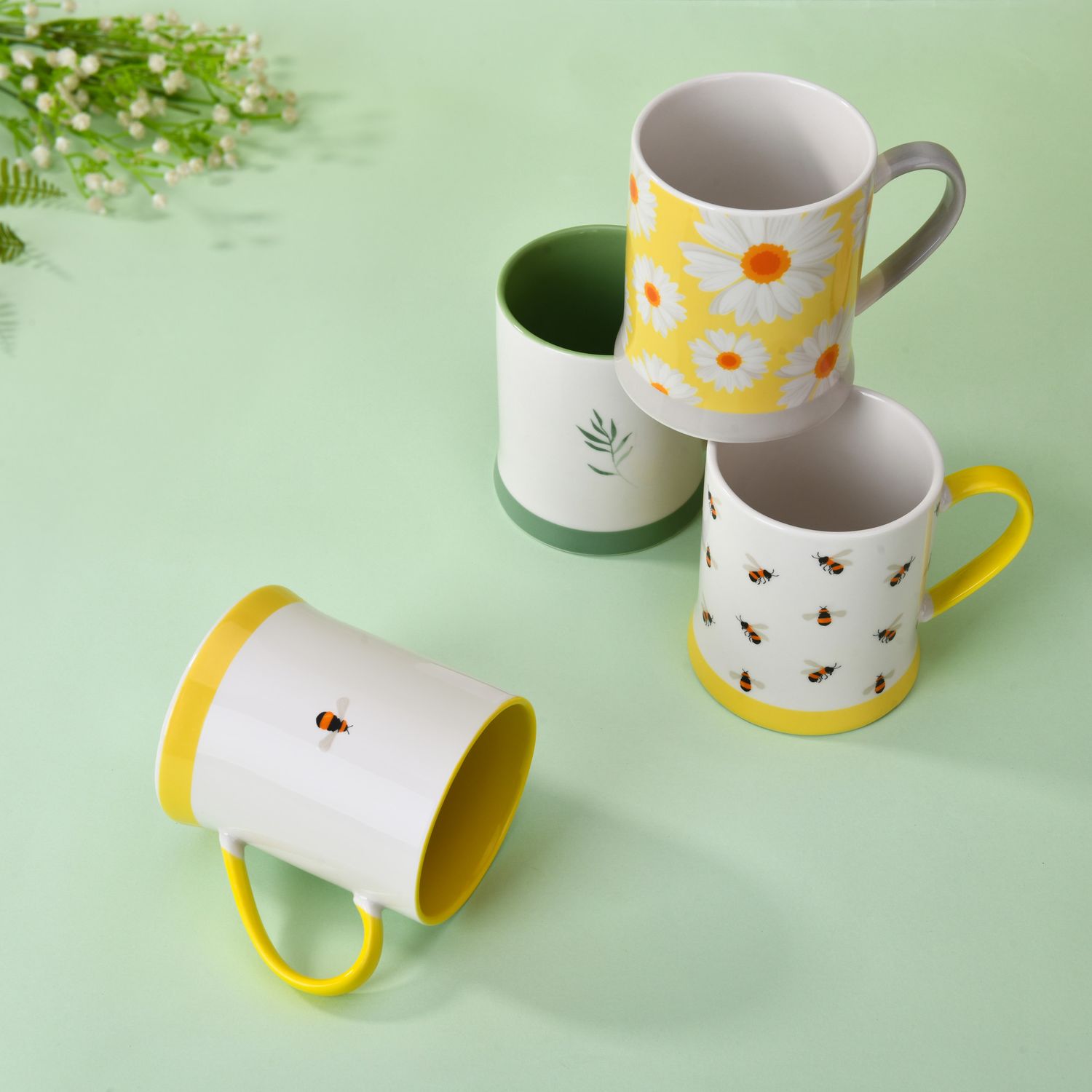 Magnoble 400ml ceramic daisy mug set