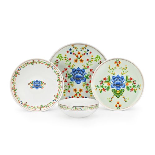 24pcs Magnoble Vibrant Floral Design Ceramic Dinnerware Set