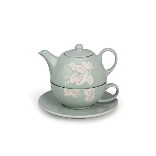 Engraved Leaf Motif Tea For One Set