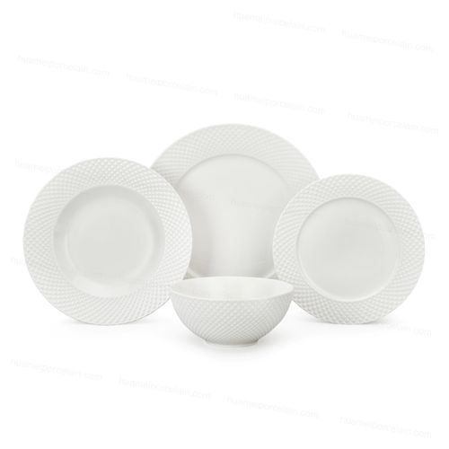 24PCS Magnoble Sculpted Floral Grace Ceramic Dinnerware Set