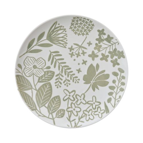 Engraved Leaf Motif Dinner Plate