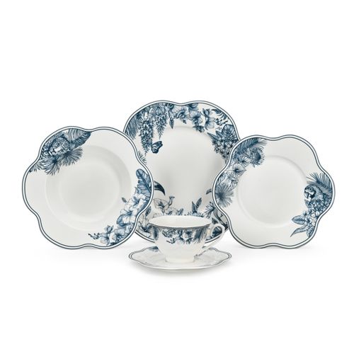 20pcs Blue Vintage Ceramic Dinnerware Set