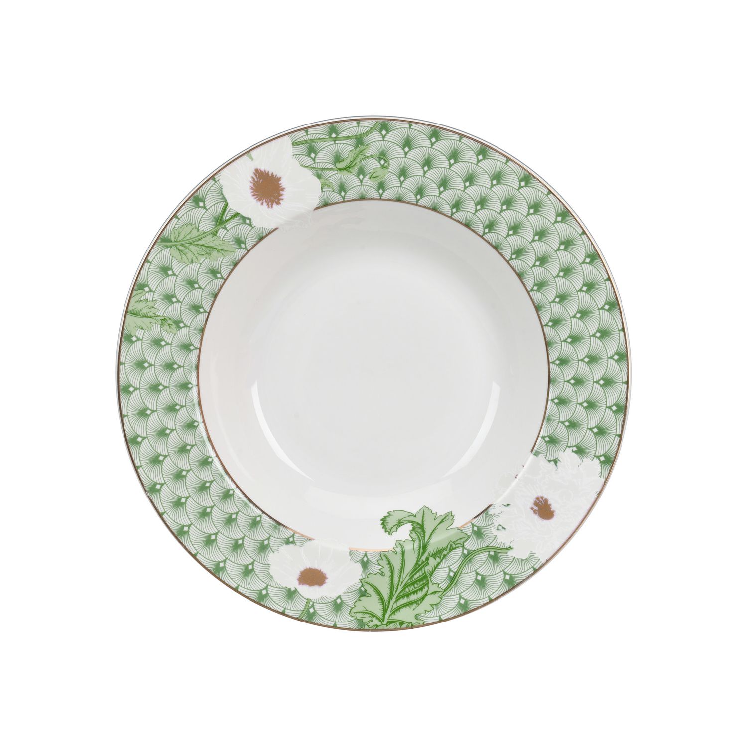 plate in Magnoble Green Blossom Dinner Set with Flower Design