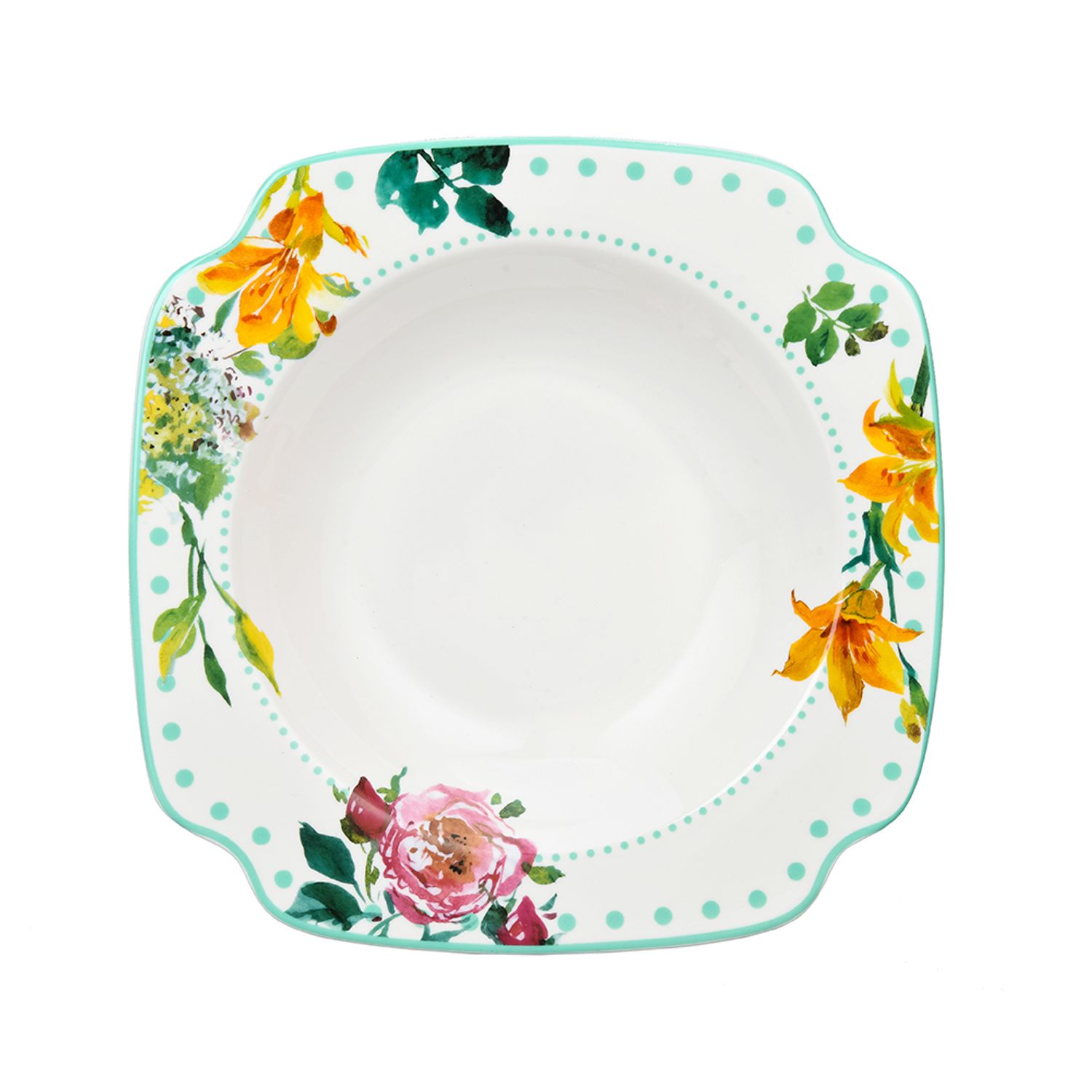 Modern floral plate in Blooming Tale Square Ceramic Dinner Set