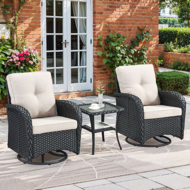 Swivel Glider Chairs Set with Side Table, NDS Series