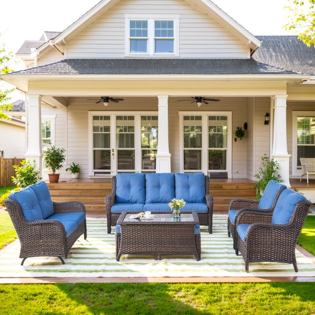 Patio Conversation Set 7-Piece with Sofa, Glider Loveseat, Swivel Glider Chairs, Ottoman and Coffee Table, NTC Series