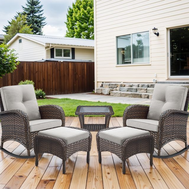 Rocking Chairs Set with Side Table and Ottoman, NDS Series