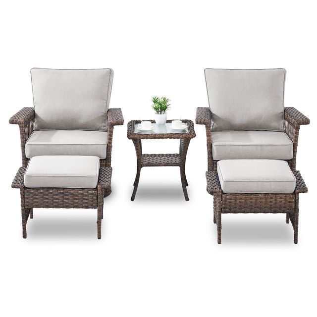 Swivel Glider Chairs Set with Ottoman and Side Table, SS Series