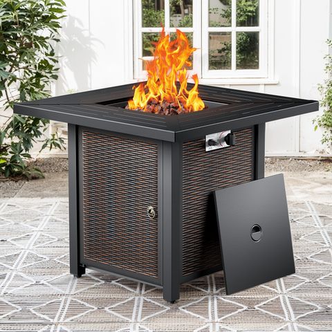 Iron Fire Pit Table with Lid