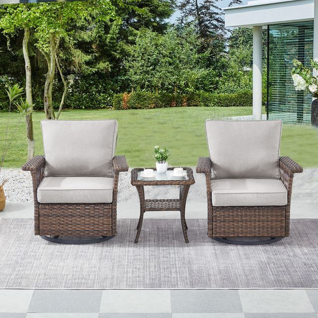 Swivel Glider Chairs Set with Side Table, SS Series