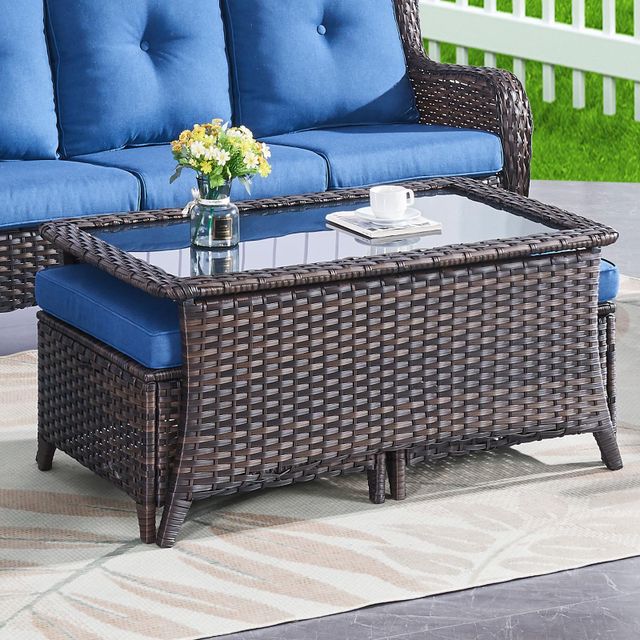 Outdoor Coffee Table with Tempered Glass Top, NTC Series