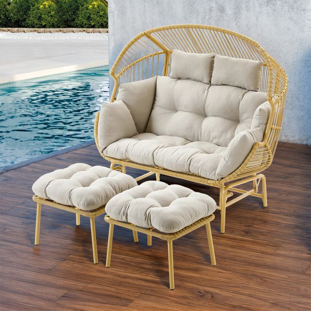 Glider Loveseat Egg Chair with Ottoman