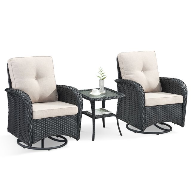 Swivel Glider Chairs Set with Side Table, NDS Series